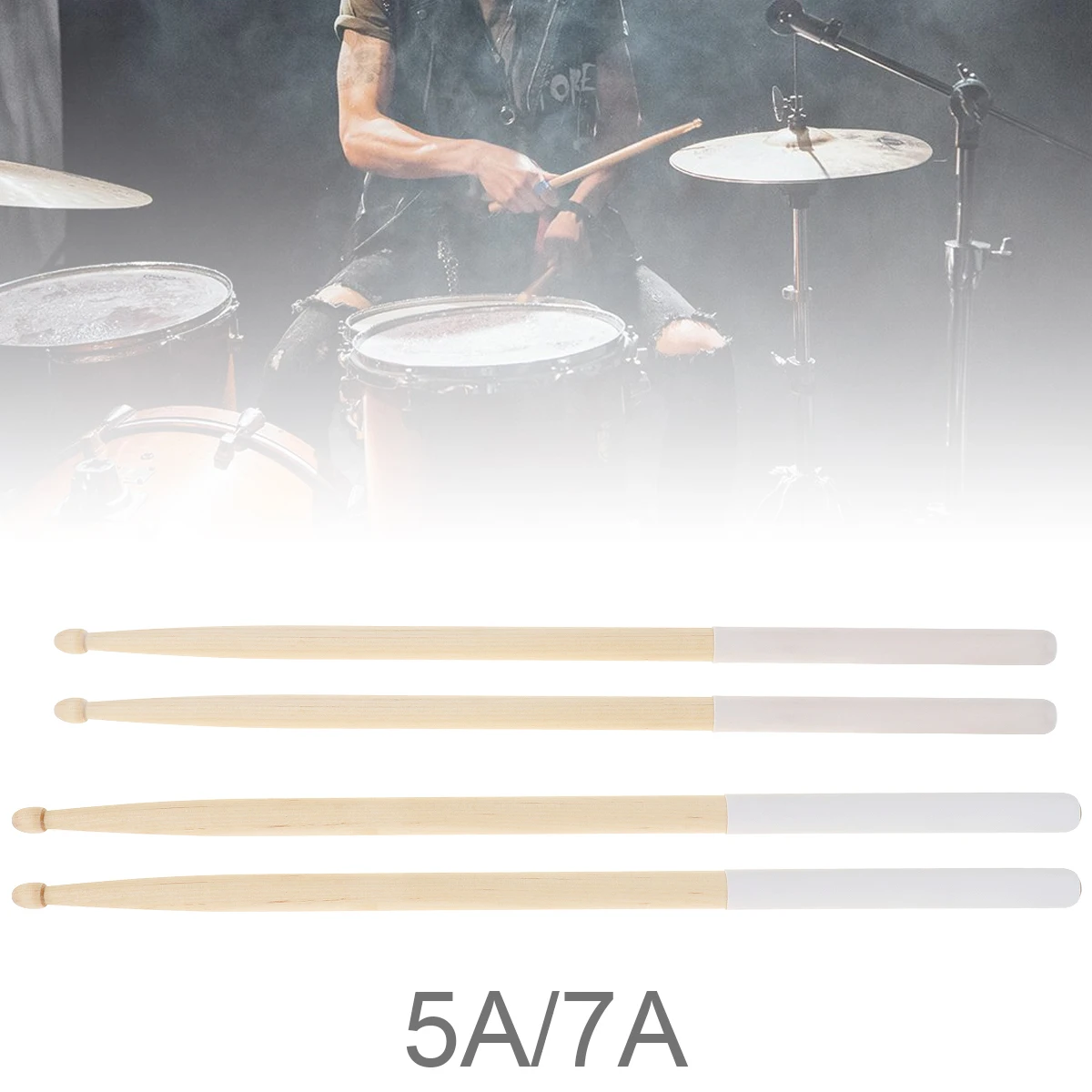 Drumsticks 1 Pair 5A / 7A Maple Drumsticks Wood Drum Sticks with Non-slip Rubber Handle Cover maple wood drumsticks stick 1 pair drum sticks maple 5a lightweight wood color drum sticks for drum musical aparts maple 5a size