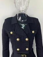 HIGH STREET Najnoviji dizajnerski komplet odijela za pistu za 2022. Ženska dvostruka kopča s monogramom od jacquard pletene jakne Suknja odijelo 1