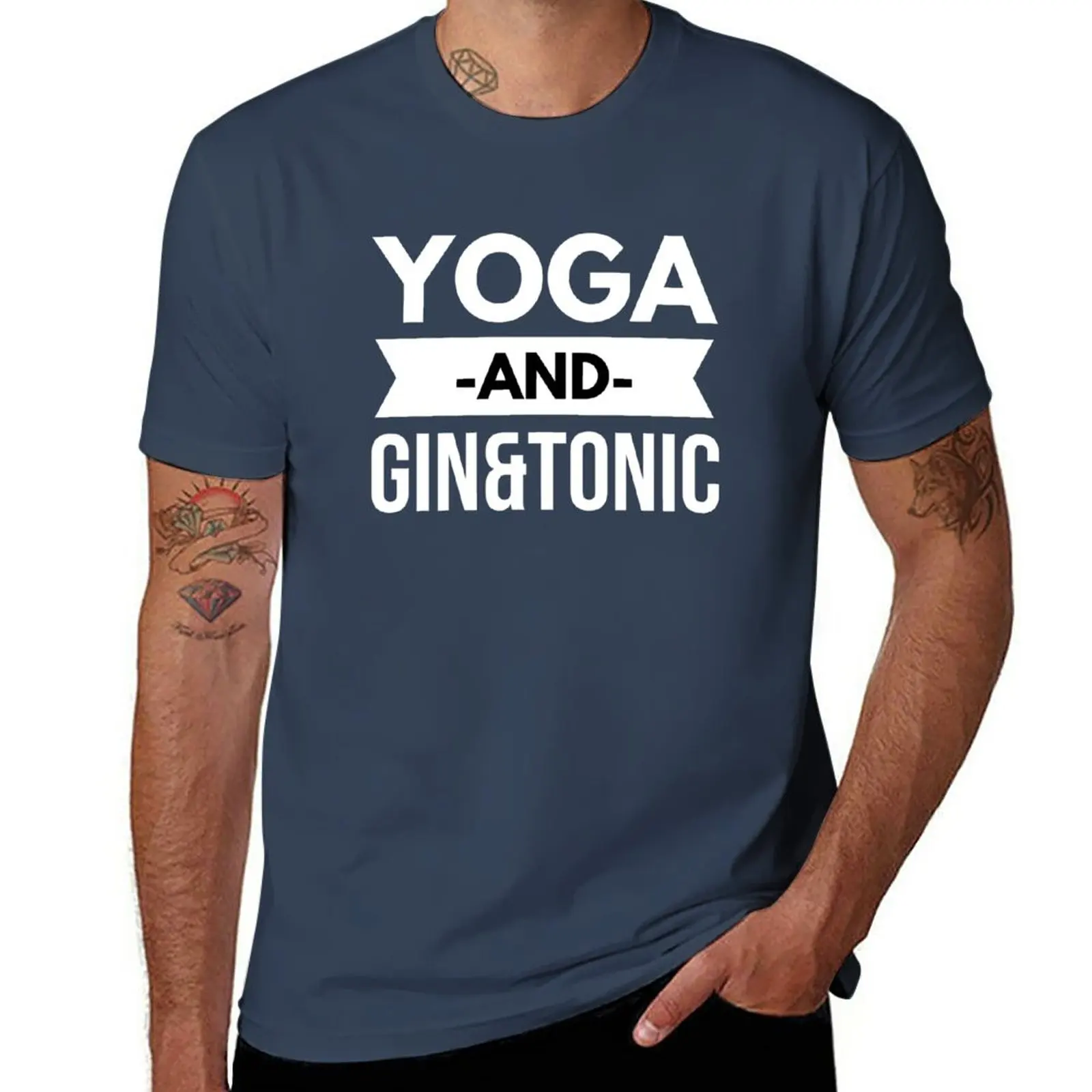 T-Shirt Yoga E Gin E Tonic Taglie Forti Camicetta Magliette Da Uomo
