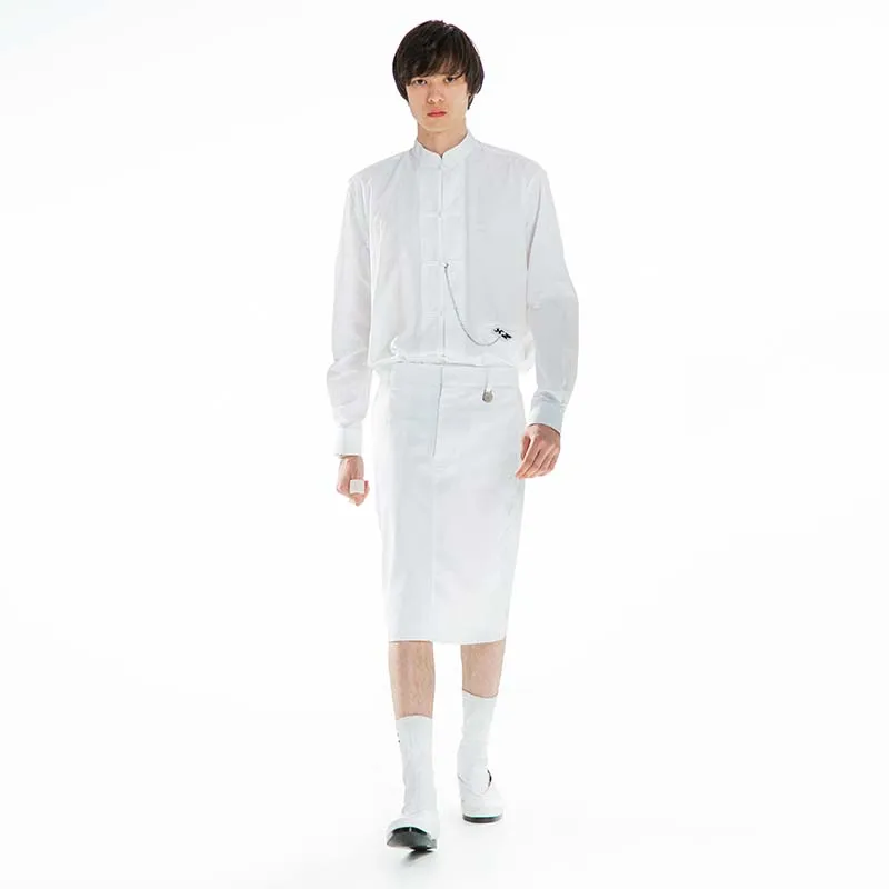 

Прямая эластичная юбка-брюки для мужчин, модные однотонные свободные банкетные трендовые штаны на лето, большая повседневная юбка с индивидуальным дизайном