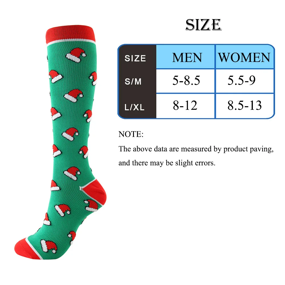 Christmas Socks Compression Socks Running For Men Women To Promote Blood Circulation Travel Outdoor Cycling Hiking Rugby