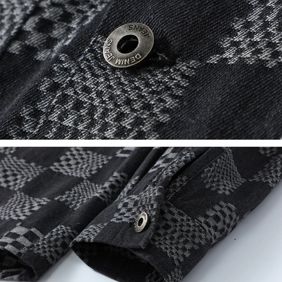 Plaid Denim Jacket Men Plus Size 10XL 11XL Jackets Coats Spring Autumn Denim Jackets 10XL 11XL Big Size Male 6