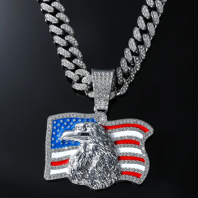 American flag Eagle Rhinestone pendant Trump American campaign popular jewelry alloy necklace 5