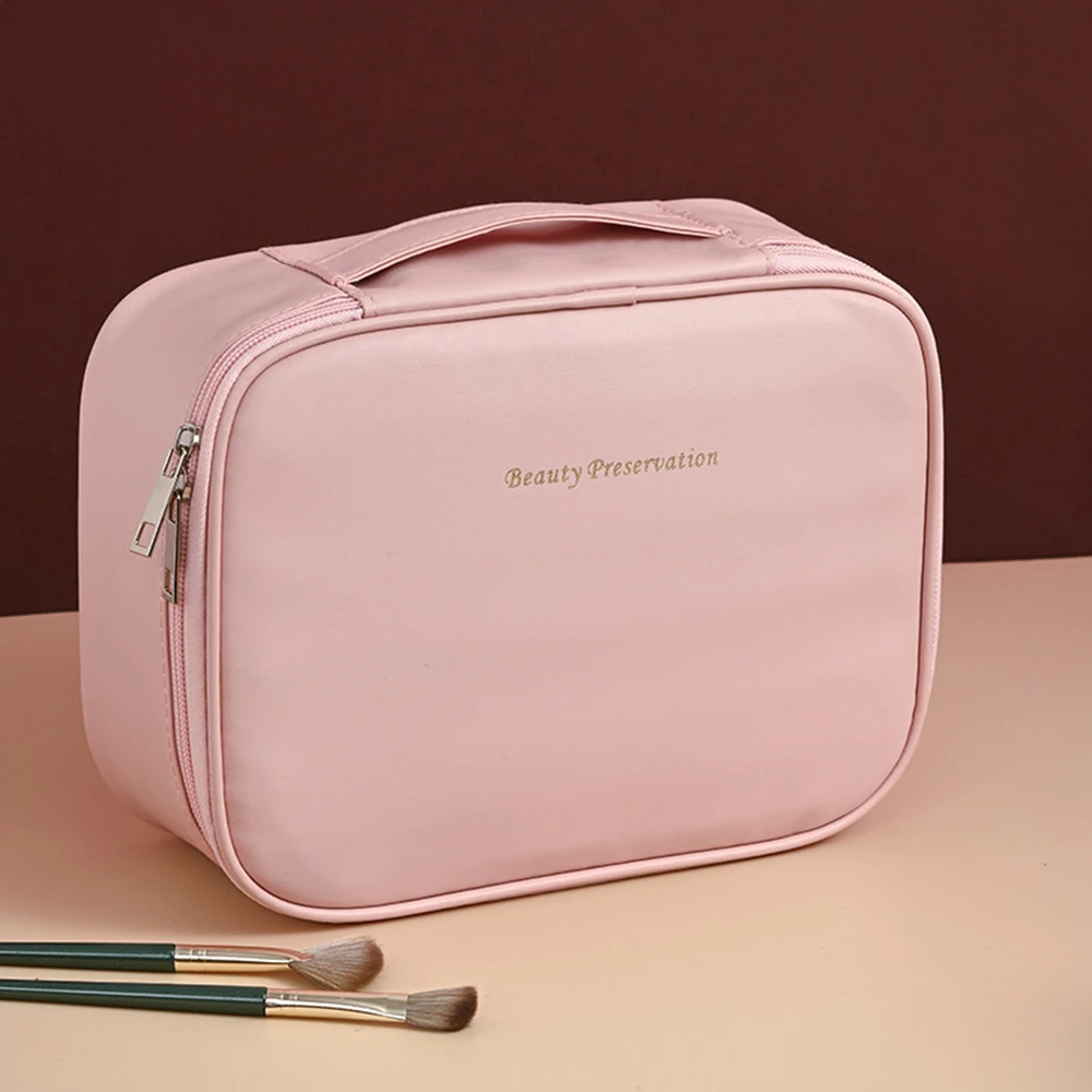 Borsa per cosmetici da viaggio, grande capacità, custodia per il trasporto impermeabile Custodia per cosmetici con divisore e maniglia - immagine 3