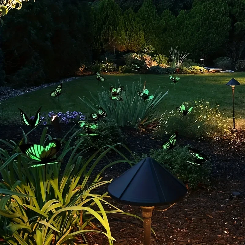 25pcs Glow in The Dark Luminous Butterfly Stakes Outdoor Garden Lawn Decoration Wedding Party Decor