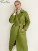 Women's Winter Jacket Jackets for Women 2022 Super Hot Lapel Long Coat Green Loose Warm Plaid Top Casual Quilted Coats Female