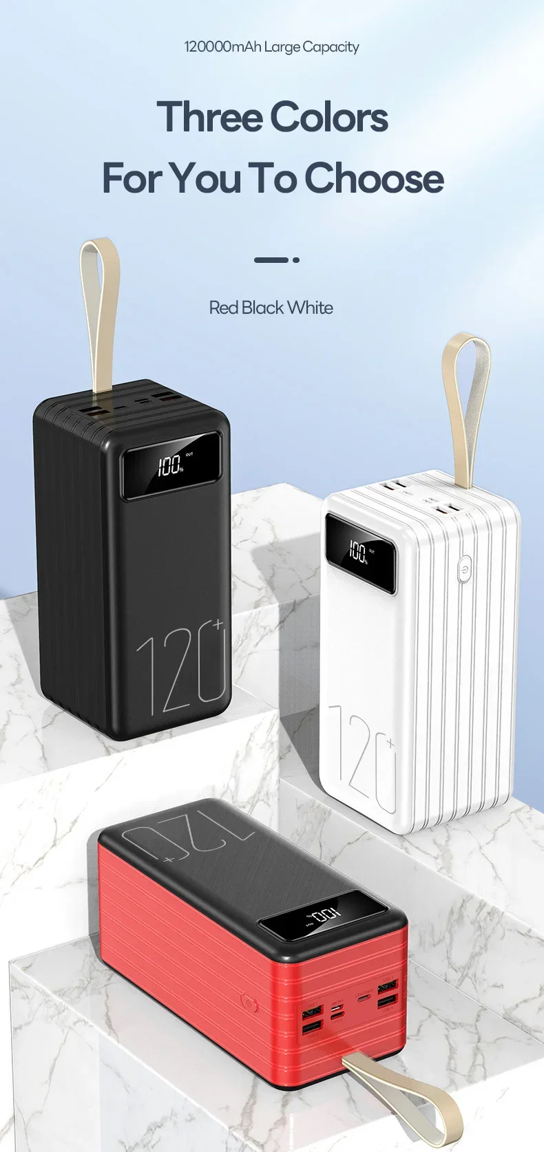 New 120000mAh Ultra Large Capacity 120W Fast Charger Portable Outdoor Power Bank for IPhone Xiaomi Huawei External Battery Pack 11 S9dc5f7ff76c44ca8b0b3a45fda1b9738Z