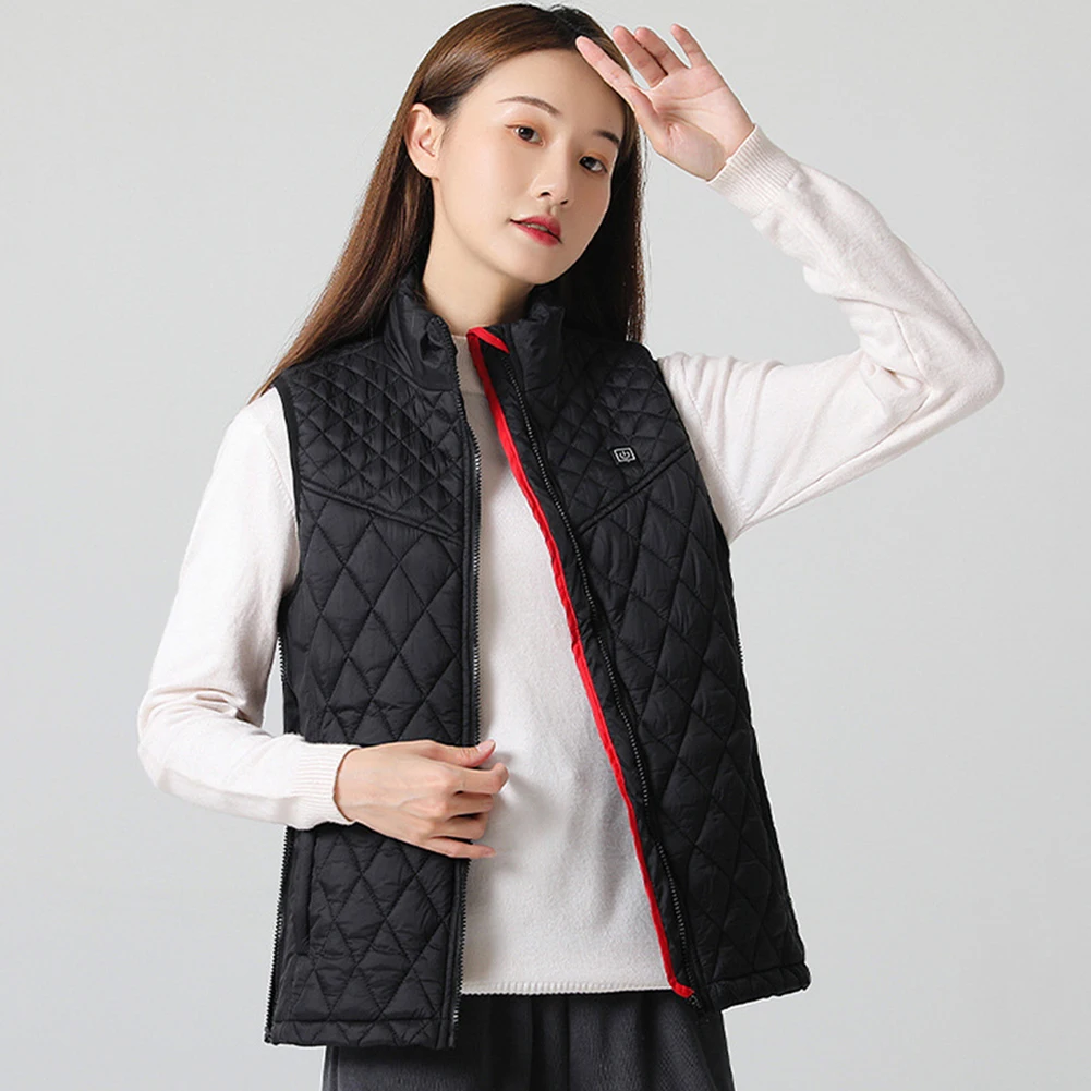 

Women Electric Thermal Jacket Rechargable Smart Heated Vest 3 Heating Levels 9 Zone Heating Autumn Winter Outdoor Wear