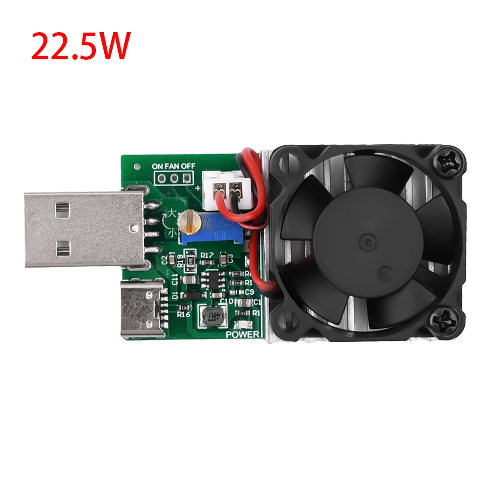 18W 22.5W Electronic Test Load Resistor USB Interface Battery Discharge Capacity Tester with Fan Adjustable Current Module Tool 6