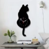 DIY Cat Design Acrylic Wall Clock with Swing Tail Pendulum - Perfect Home Décor Addition for Kitchen, Living Room, Bedroom - Ba 1