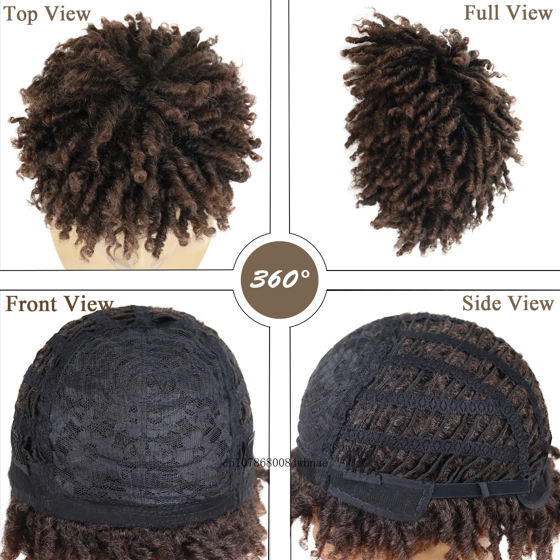 Mens Cool Wigs Synthetic Hair Ombre Brown Locs Crochet Twist Braided Wig with Bangs Boys Male Dreadlocks Wig Daily Party Cosplay