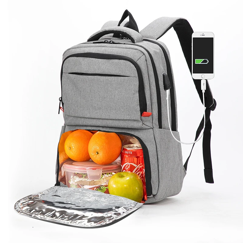 

Men Lunch Backpack 15.6 Inches Laptop Bagpack Bags with Insulated Compartment Rucksack USB Port Lunchbox Picnic College Bookbag