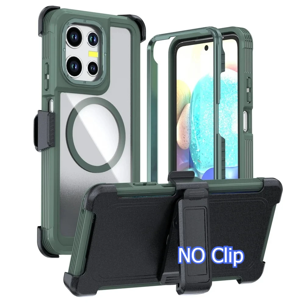 Heavy Duty 3-in-1 Magnetic Case with Anti-Shock Kickstand and Belt Clip Cover