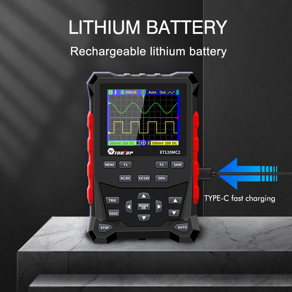 ET120MC2 Dual Channel Handheld Digital Oscilloscope 120MHz 500MSa/S Sampling Rat