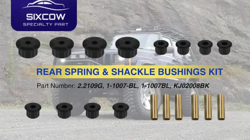 Prothane 6-1007-BL Black Rear Spring Eye & Shackle Bushing Kit - Polyurethane Upgrade For Suspension