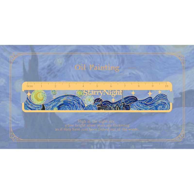 1 pc Metal Van Gogh's oil paintings hollowed out ruler student blessing gift Measuring tool