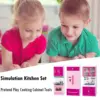 Simulation Kitchen Cabinets Set Children Pretend Play Cooking Tools Mini Tableware Sets Toys Girls Dollhouse Playset 3