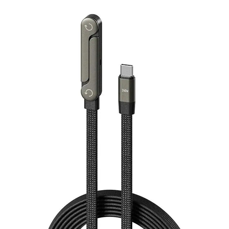 【C】2-IN-1 Type-C Cable Foldable Mobile Phone Holder 240W Fast Charging Data Cable Multifunction Game Phone Bracket Dual PD Cable 6
