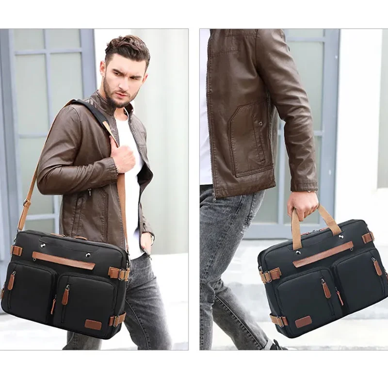 Customized men's backpack nylon waterproof work backpack 15.6/17.3-inch laptop bag printed logo company pattern 3