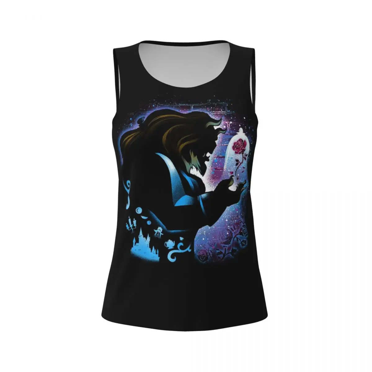 Beauty And The Beast Cartoon Yoga Shirts Women Athletic Running Tank Tops