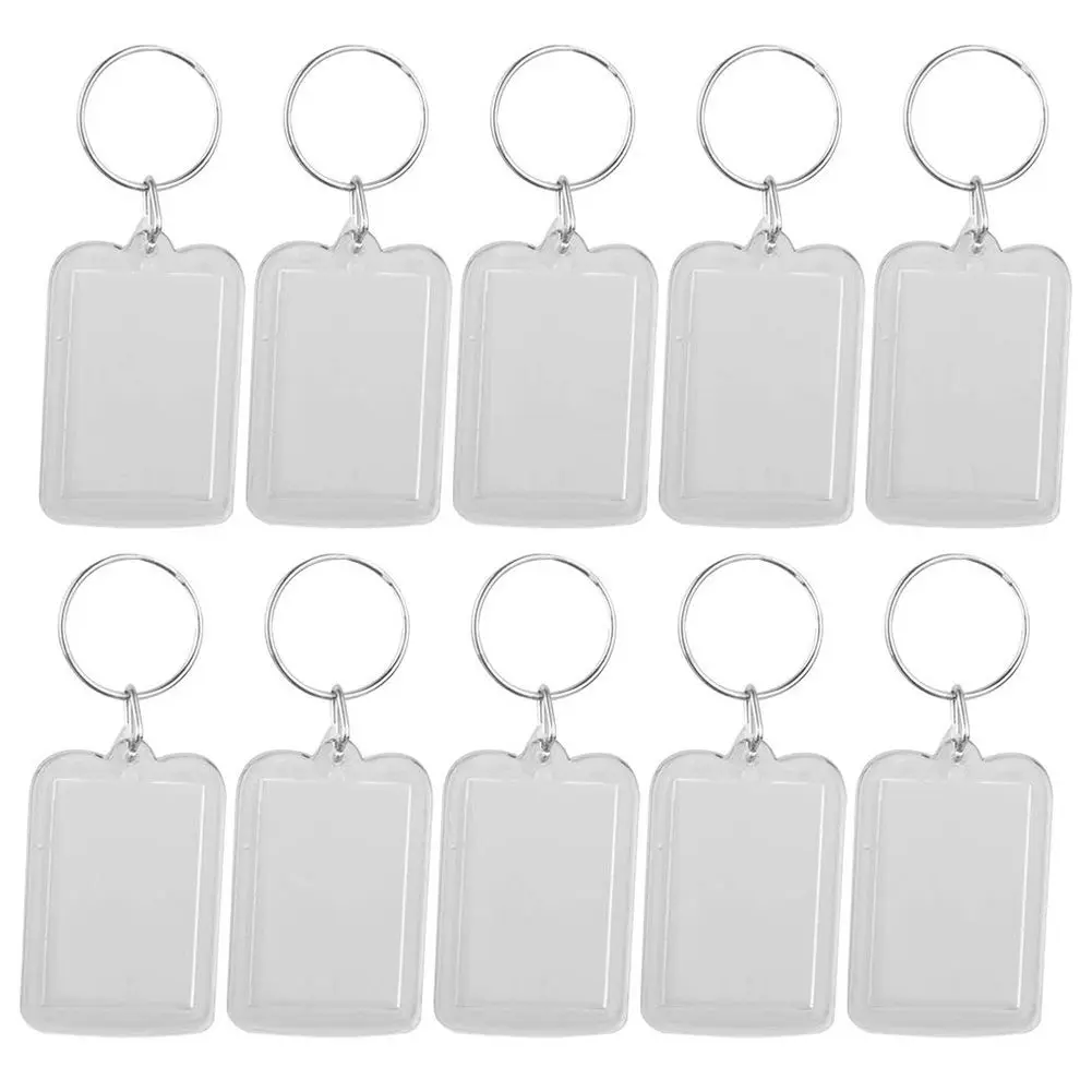 

Lot of 10Pcs Keyring DIY Detachable White Rectangle Photo Keyring 3.3x5cm