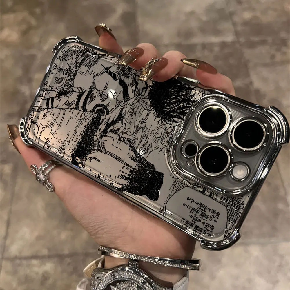 Stylish Hot Anime Jujutsu Kaisen Gojo Plating Phone Case with Anti-Fall Airbag Protection