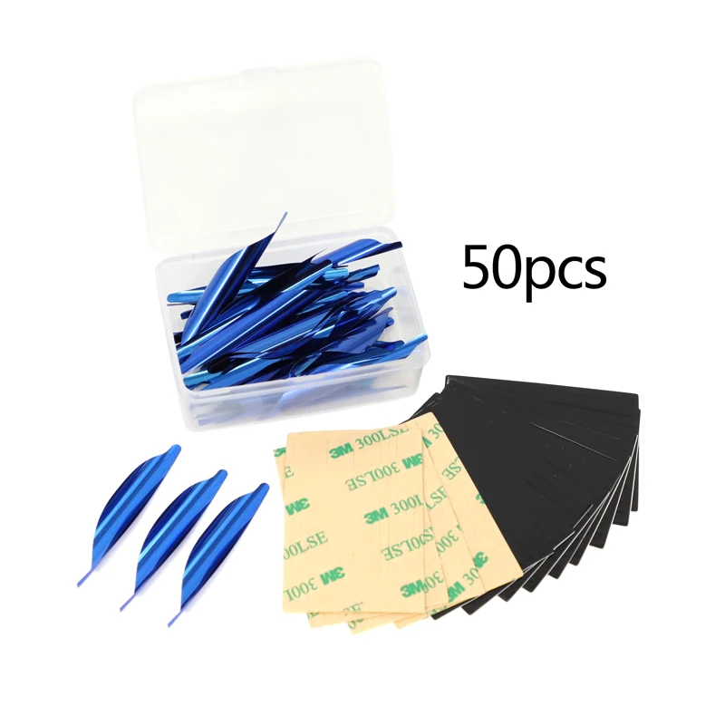 50pcs  New 1.8 inch  Archery Spin Vanes  Spiral Feather DIY Arrow Archery With sticker Tape Arrow Accessories Right Wing 4