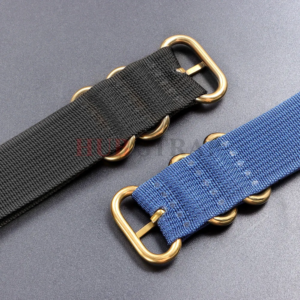 Gold Buckle High-Density Nylon Watch Band - Durable Woven Canvas Strap