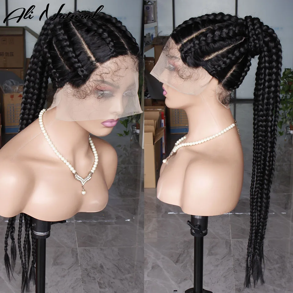 Cornrow Box Braided Wig 360 Lace Front Wig 22 Inches Cornrow Synthetic 8  Braids Hair Wig For Black Baby Hair For Black Women