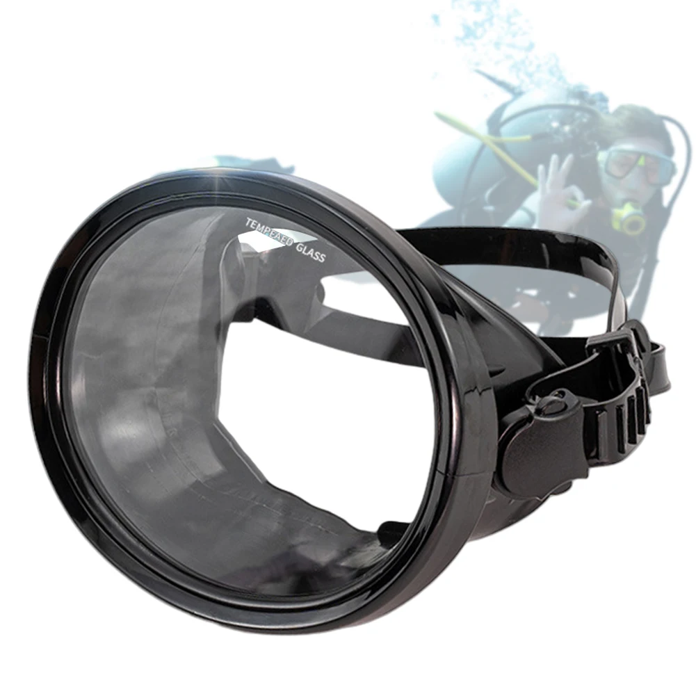 Diving Mask Diving Goggles Oval Diving Mask Spearfishing Mask Tempered Glass Lens Single Lens Scuba Anti-Fog Scuba Goggles for Underwater Adventures