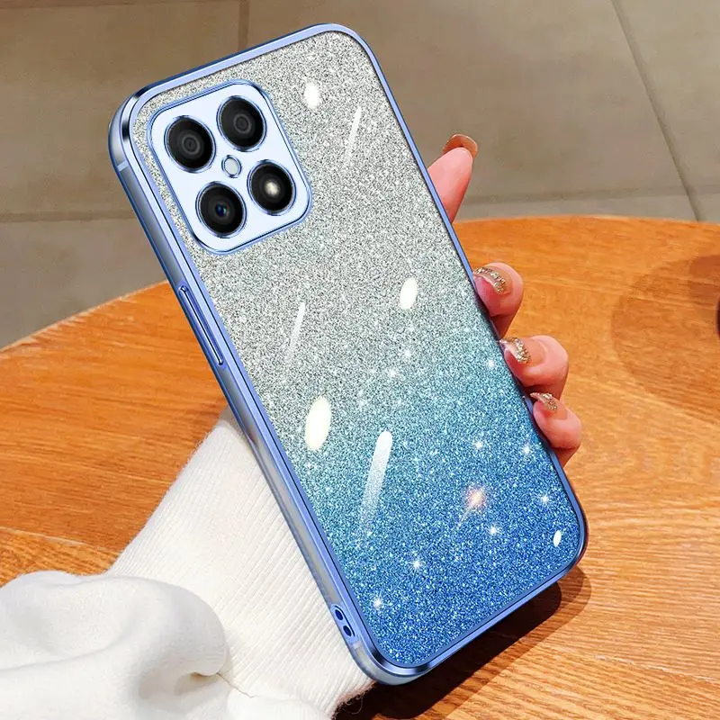 Shiny Glitter Plating Silicone Phone Case with Camera Lens Protection