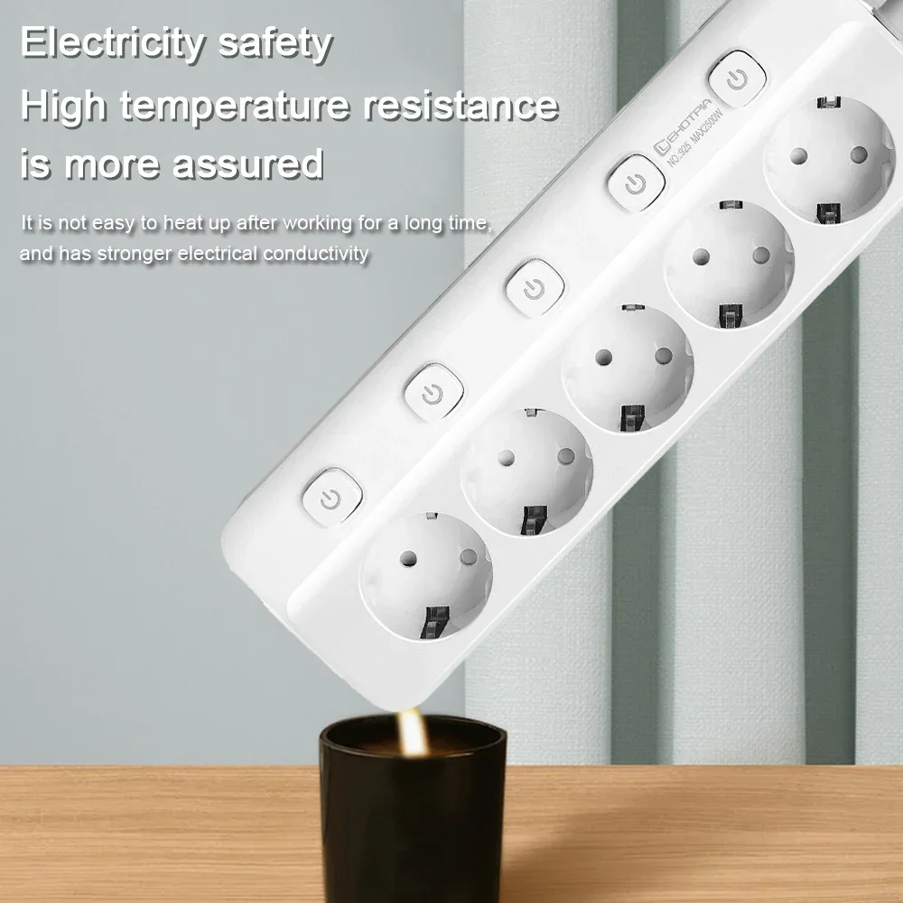 Power Strip EU Plug AC Outlets Multitap Socket 1.8m Extension Cord Electrical Independent Control Switch Network Filter Adapter