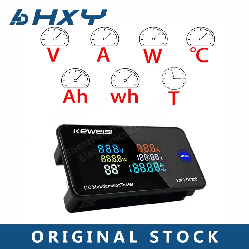 KWS-DC200  DC 0-200V Voltmeter Ammeter Power Energy Meter LED Digital DC Wattmeter Electric Meter with Reset Function 0-100A
