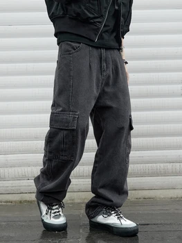 Y2k New Baggy Jeans Male Hip Hop Harajuku Trousers Wide Leg Denim Pants Men's Jeans Streetwear Korean Oversize Cargo Pants 1