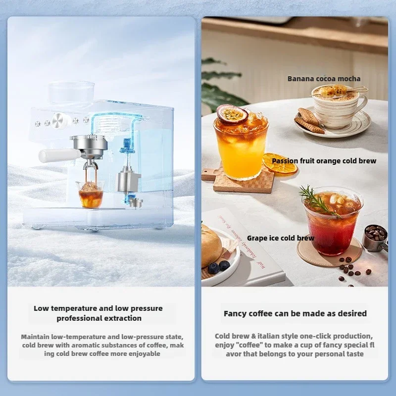 Barsetto 01C Cold Brew Coffee Machine 58MM Brewing head Household small Italian grinding bean milk foam machine 220V 3