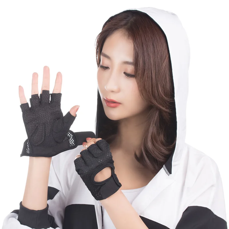 Women Sports Fitness Gloves Gym Weight Lifting Bodybuilding Bicycle Half Finger Glove Breathable