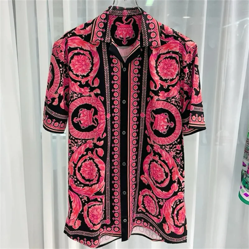 2025 Spring and Summer New Fashion Digital Printing Men's Short Sleeve Shirt High Quality Comfortable Lightweight Fabric