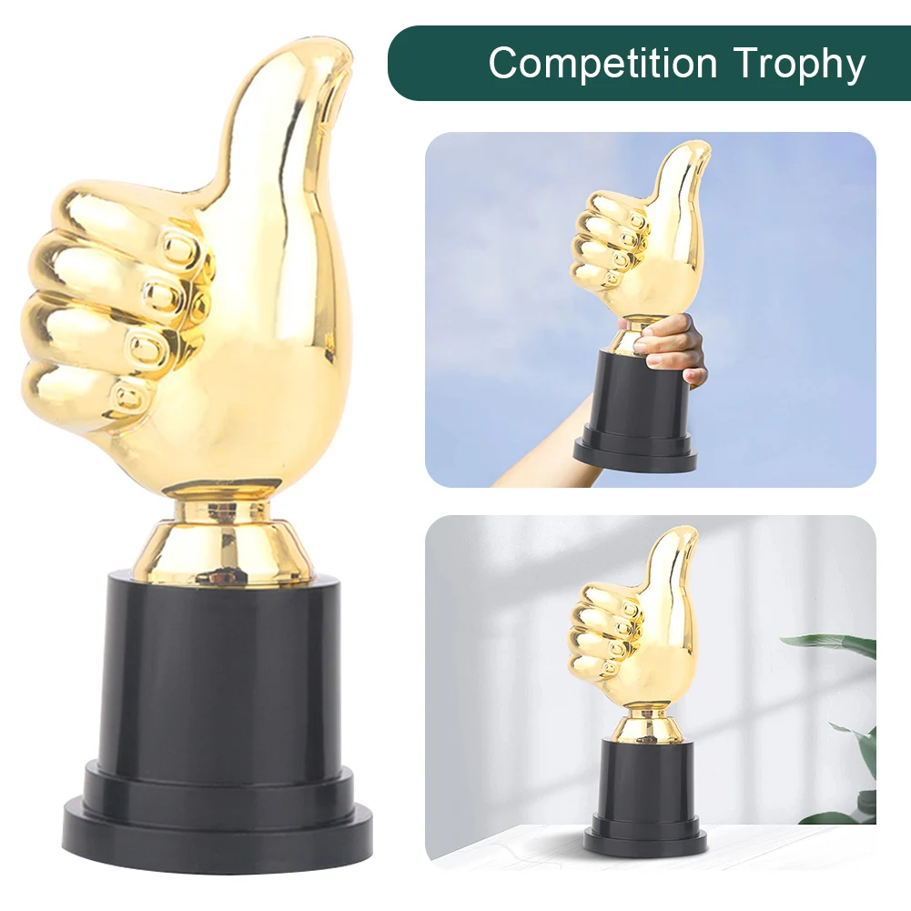 Thumbs Up Trophy Plastic Gold Trophies Encouragement Competition Winner Prize 5in High for Home Desktop Decor