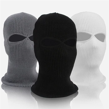 1PC Winter Knit Cap Warm Soft 2 Holes Full Face Ski Hat Hood Motorcycle Helmet Army Tactical Hat Fashion Women Men 1