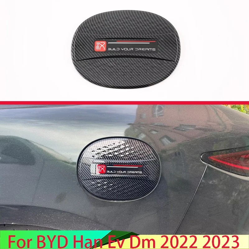 

Для BYD Han Ev Dm 2022 2023 автомобильные аксессуары из углеродного волокна стильный декоративный блеск для крышки зарядного порта