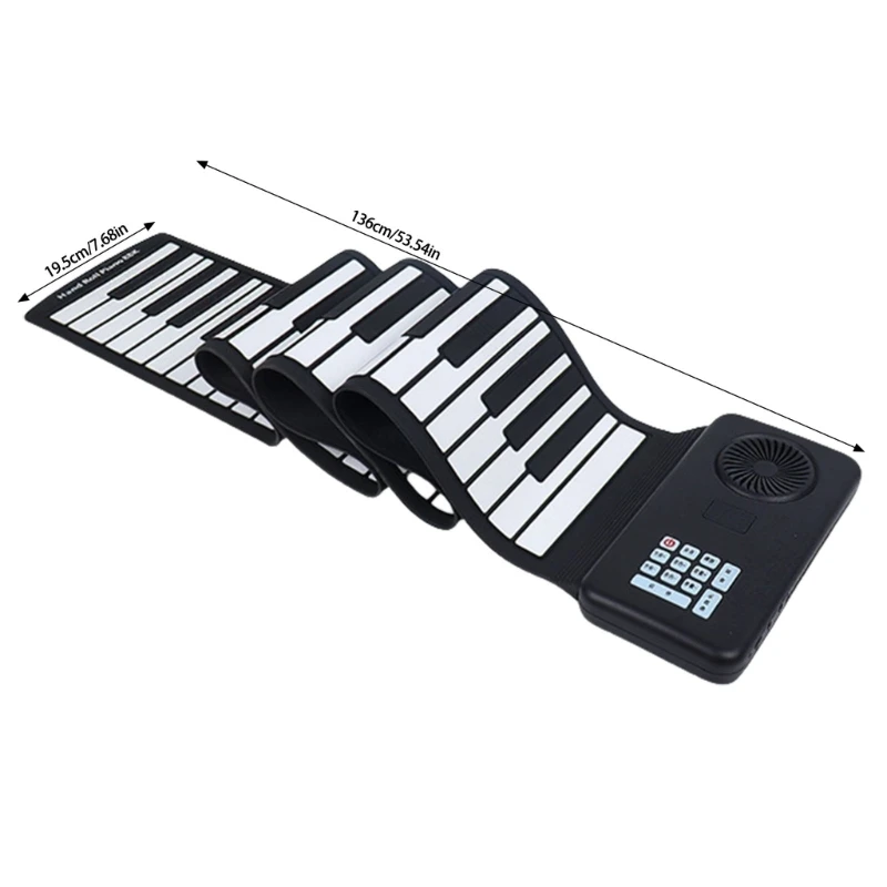 88 Key Rolls up Keyboard Foldable Electronic Piano Rechargeable Hand Roll Portable Piano for Beginner Kid Easy to Play