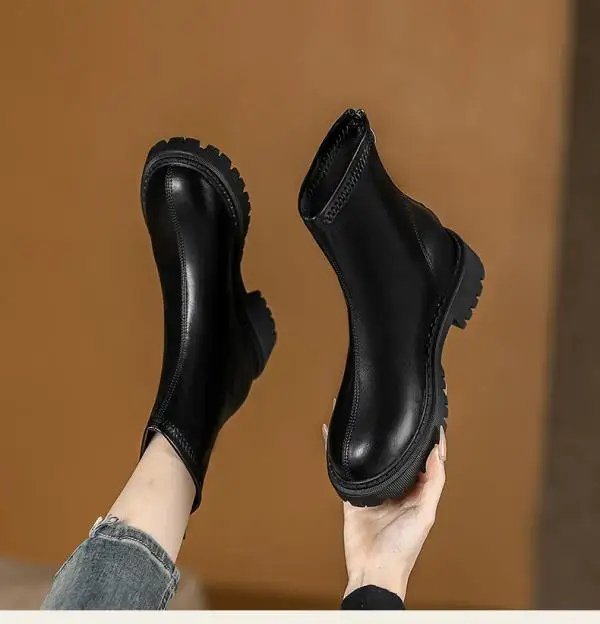 

Женские ботинки до середины икры, белые ботинки на молнии с круглым носком, на низком каблуке, в стиле рок, Лолита, Осень-зима 2023