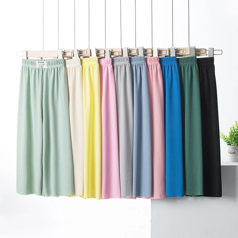 Girls Summer Thin Ice Silk Wide-legged Trousers Anti-mosquito Pants girls pants kids pants girls trousers
