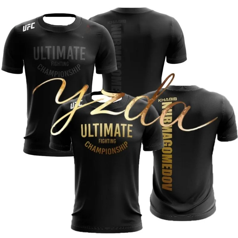 UFC الرجال والنساء الرياضة في الهواء الطلق اللياقة البدنية الترفيه تي شيرت مجموعة الشارع موضة الاتجاه الأطفال الكبار التجفيف السريع ثلاثية الأبعاد الطباعة