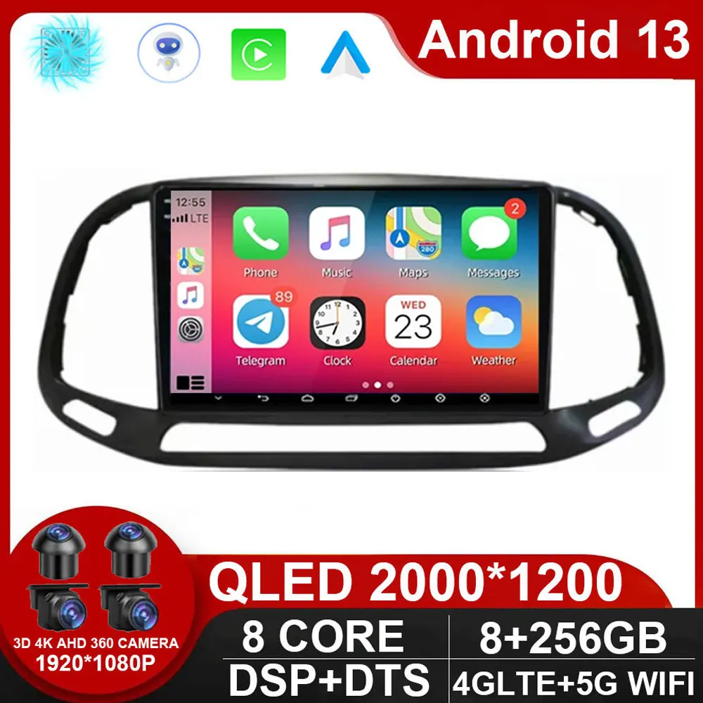 

Qled Android 13 For Fiat Doblo 2015 2016 2017 2018 2019 2020 GPS Car Multimedia Stereo 9 Inch Car Navigation Screen USB NO DVD