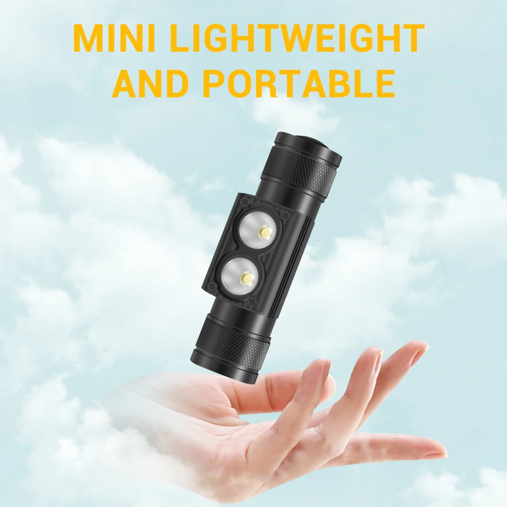 BORUiT LED 미니 헤드램프, 강력한 헤드라이트, 18650 충전식 헤드, 방수 손전등, 캠핑 사냥 조명, 2000lm