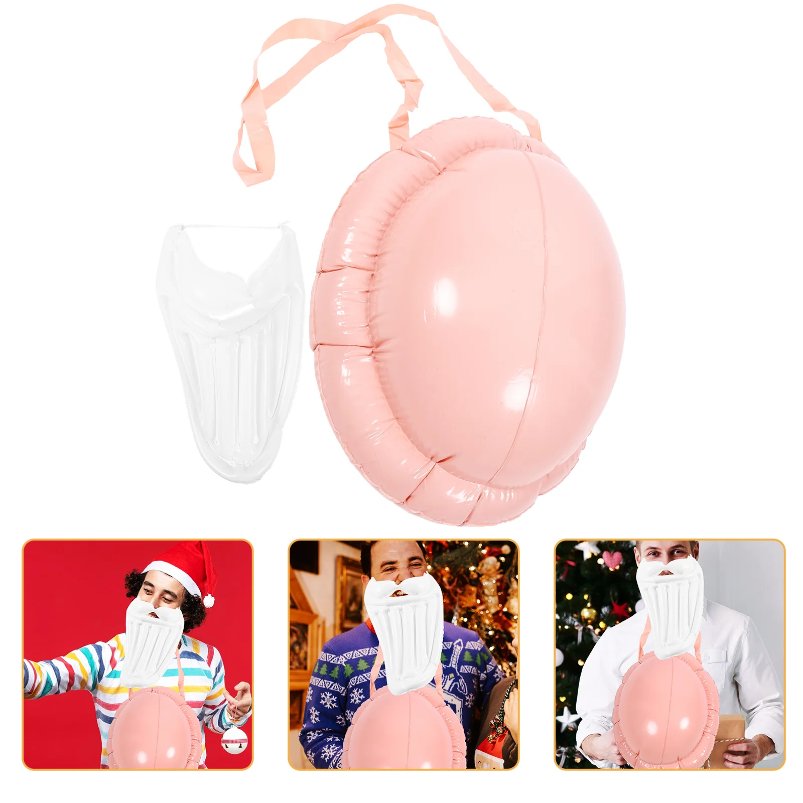 

1 Set of Christmas Party Cosplay Prop Set Fake Beard Belly Prop Santa Claus Inflatable Belly Beard Prop