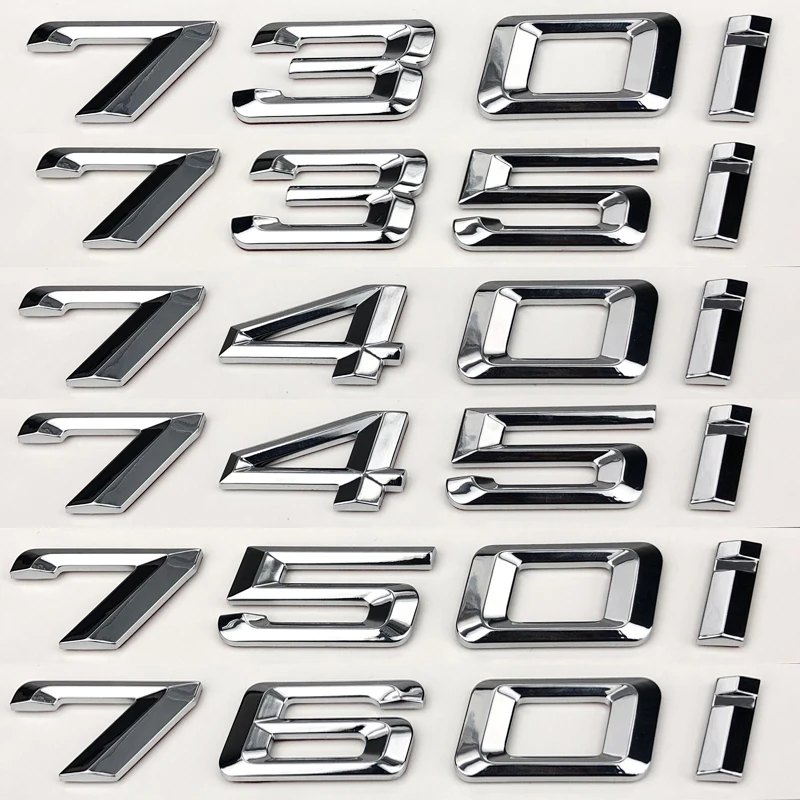 Chromed Number Letter 730i 735i 740i 745i 750i 760i Emblem For Bmw 7 ...