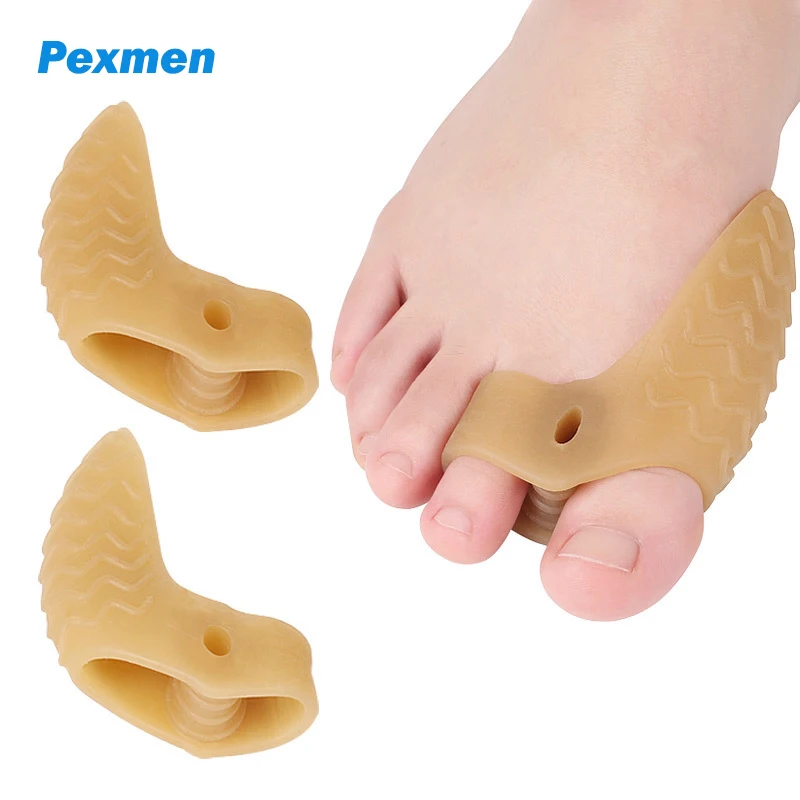 Pexmen 2Pcs/Pair Soft Gel Bunion Corrector Toe Separators Hallux Valgus Bunion Pads Splint for Overlapping Toes Straighter pexmen 2pcs bag toe wraps bunion corrector splint for broken toe gel buddy tape big toe separators brace for overlapping toes