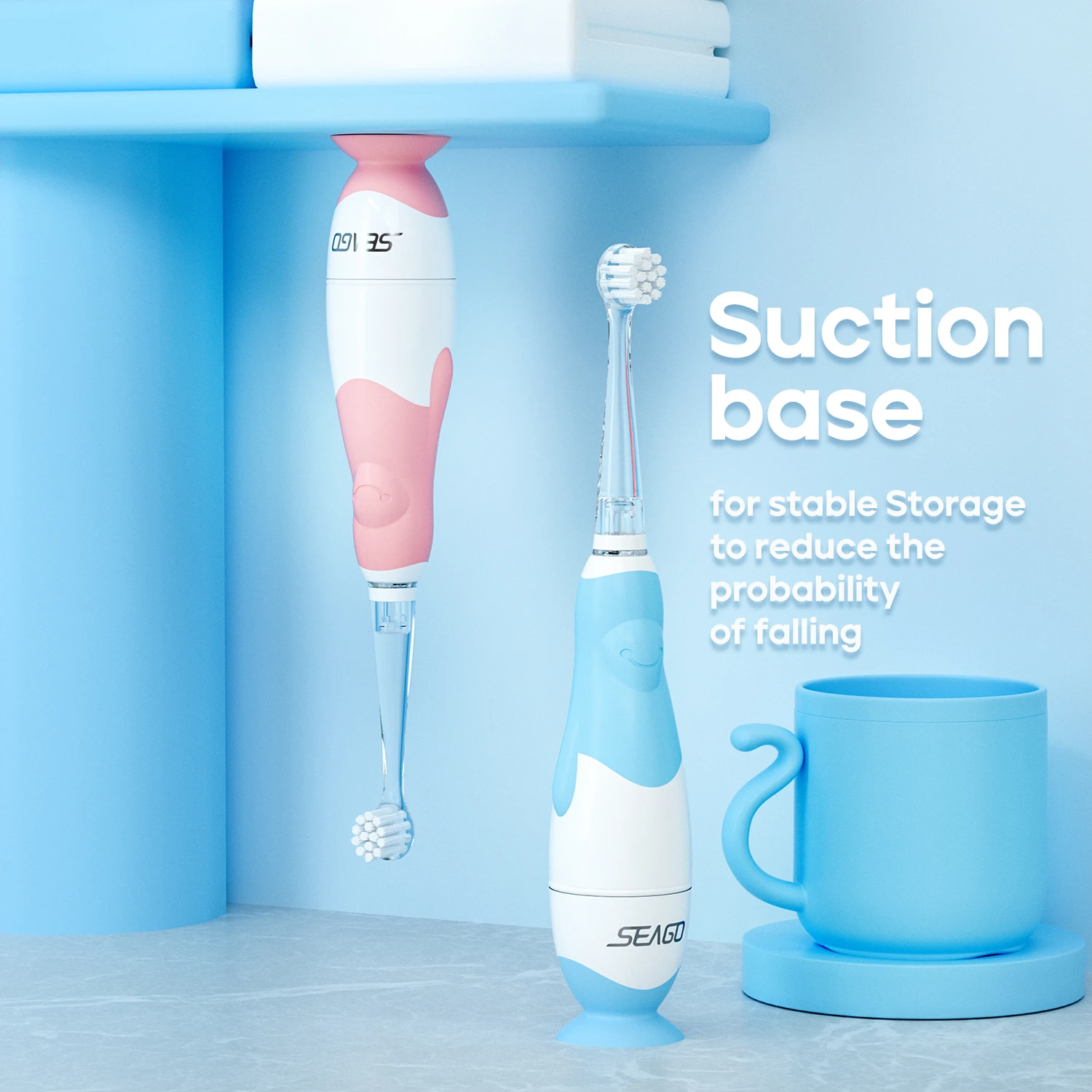 Seago Kids Electric Toothbrush Sonic Toothbrush with Observing Light Replaceable Brush Head Child Cartoon Smart Timer Waterproof kids electric toothbrush